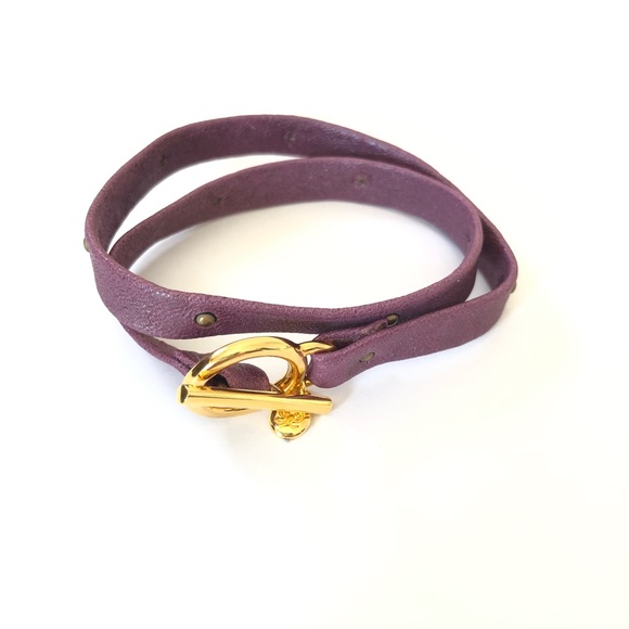 Gorjana Graham Leather Studded Double Wrap Bracelet in Pearl Orchid